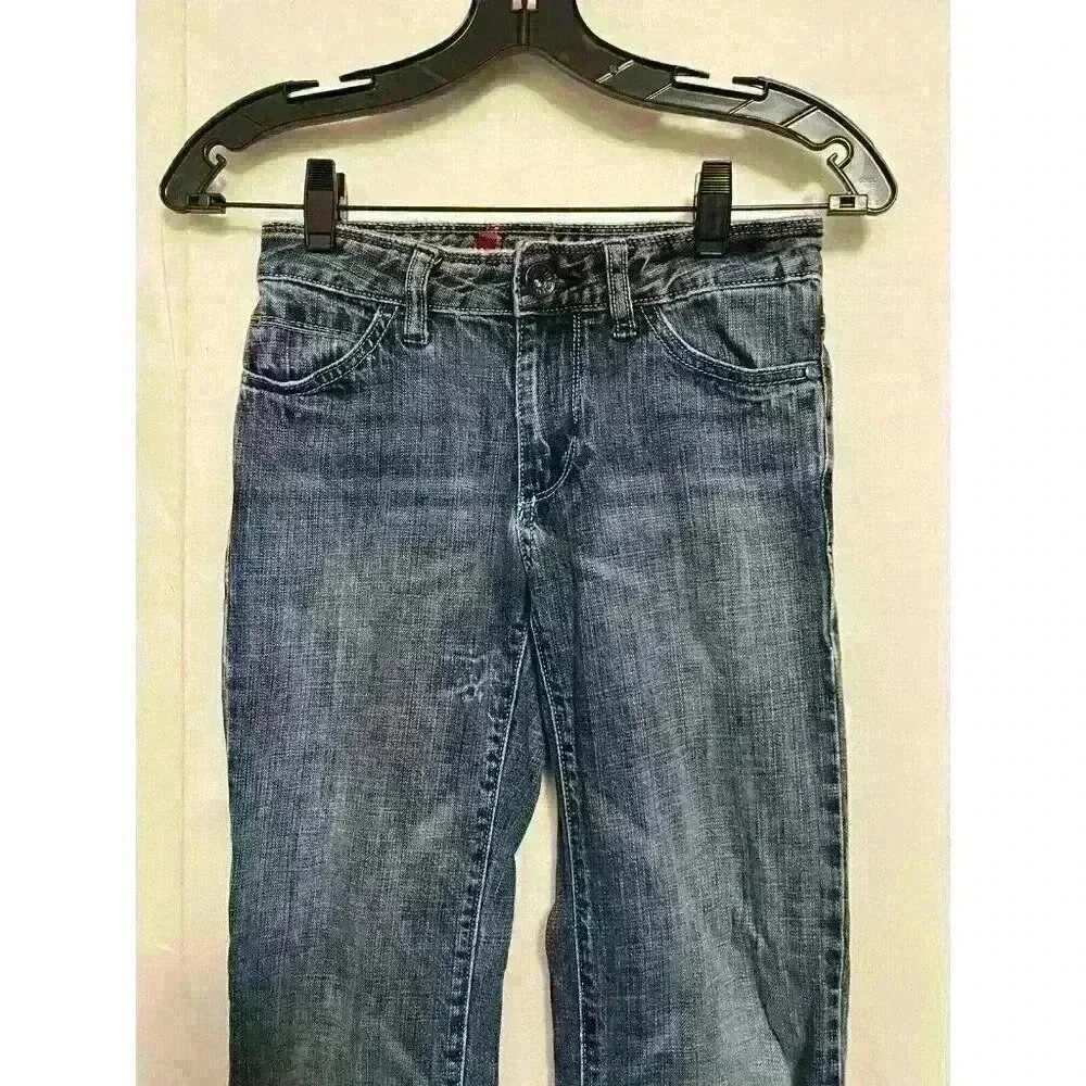 Tommy Hilfiger Boys Sz 10 Reg Adjustable Waistband Straight Leg Dark Denim A0012